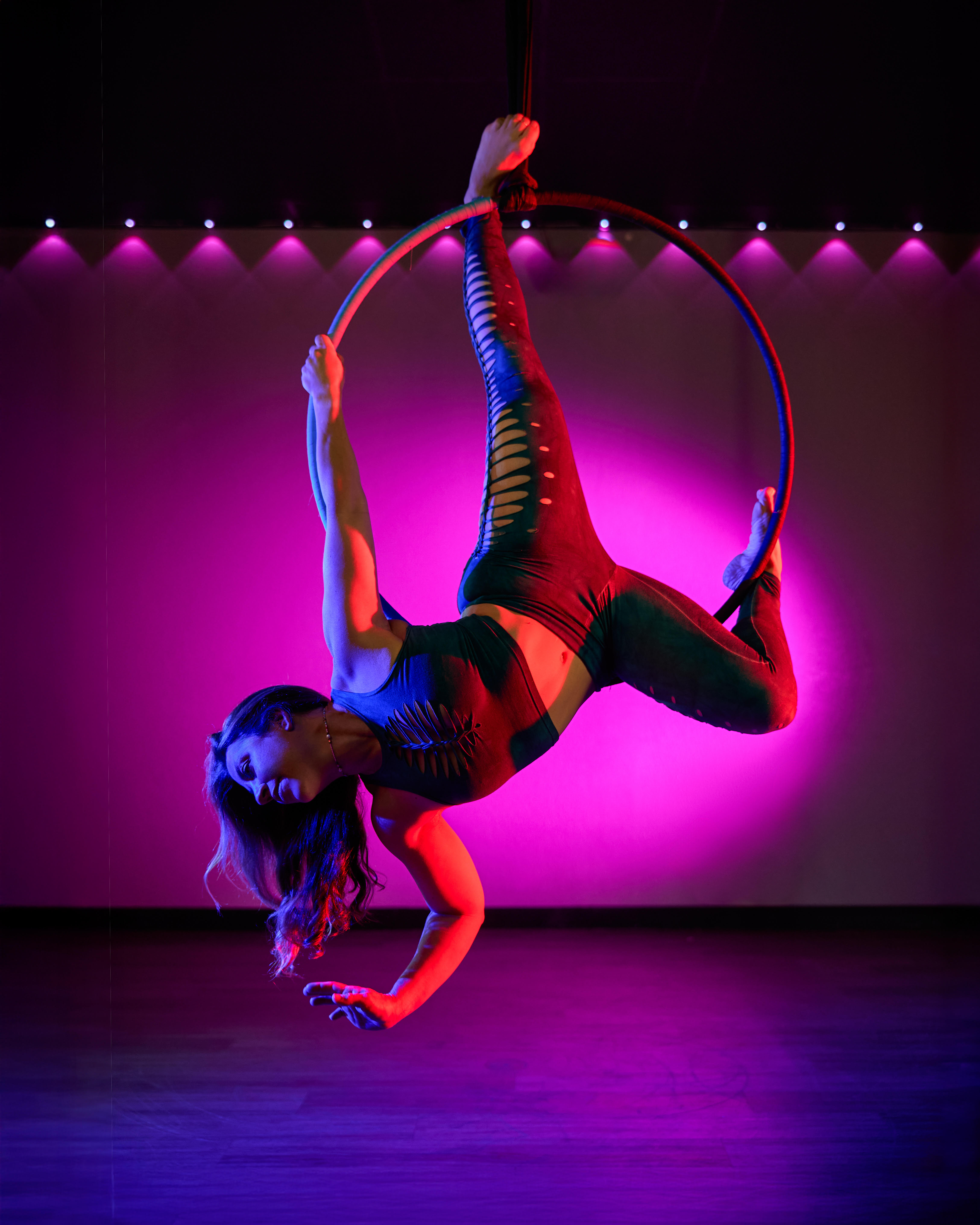 Healthy client aerial dancing